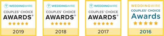 Wedding Wire Couples' Choice Awards 2019, 2018, 2017 and 2016.