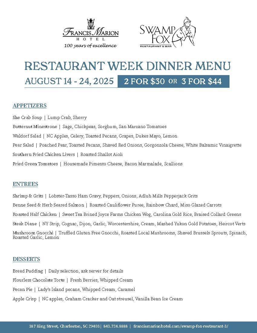 restaurant week dinner menu