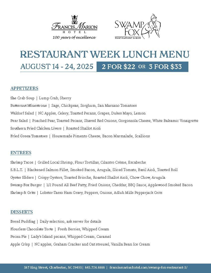 restaurant week lunch menu